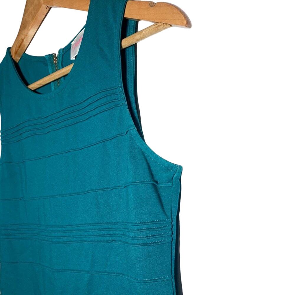 Parker Lacey Pin Tuck Fit and Flare Sleeveless Dress Alpine Teal Green Small - Picture 8 of 14